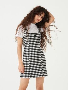 Lazy Oaf Cotton Rosa Gingham Mini Abito - s